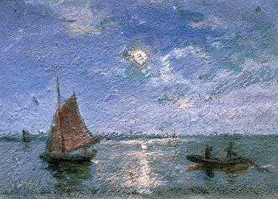 Fishing Boats by Moonlight by Alfred Wahlberg